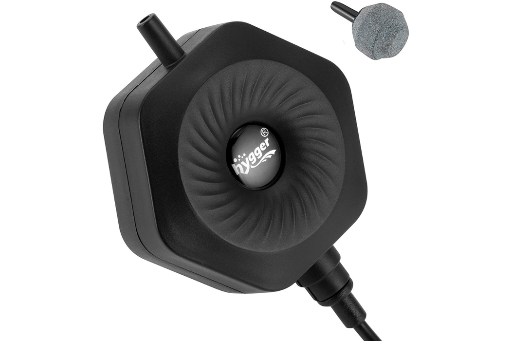 Pompa d'aria mini esagonale Hygger con kit pietra porosa e tubo per acquario