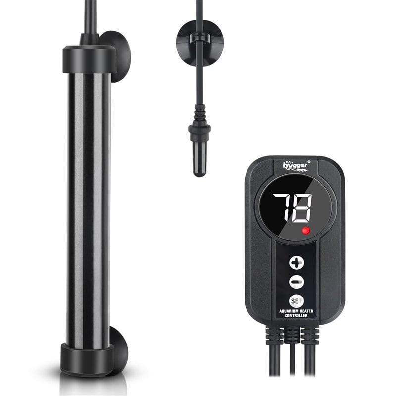 Riscaldatore in titanio Hygger 200W con termostato digitale IC esterno per acquario