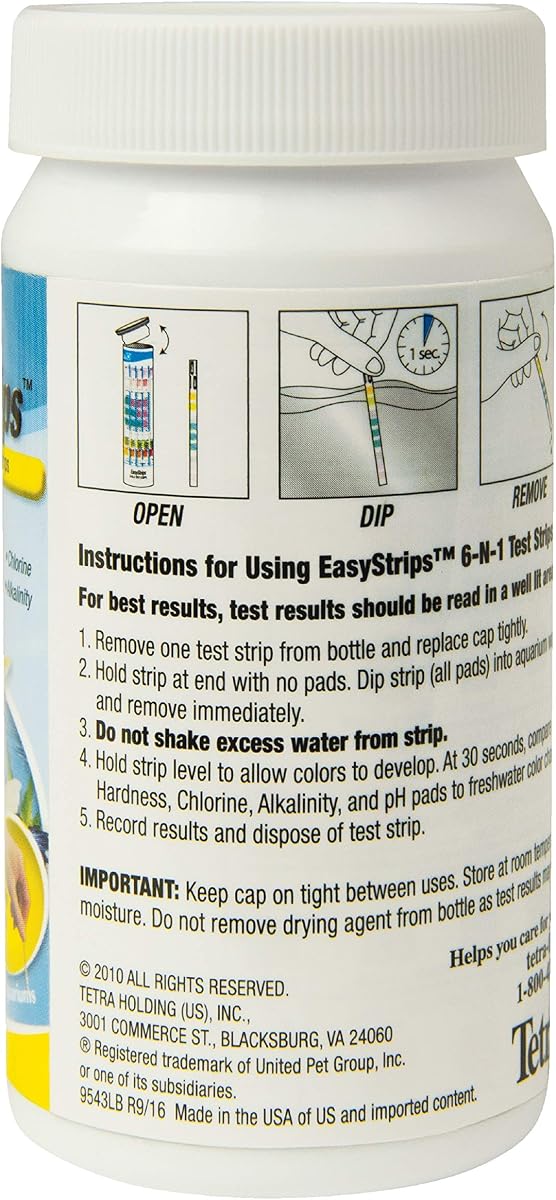 Strisce test per acquario Tetra EasyStrips 6-in-1, barattolo da 100 pezzi